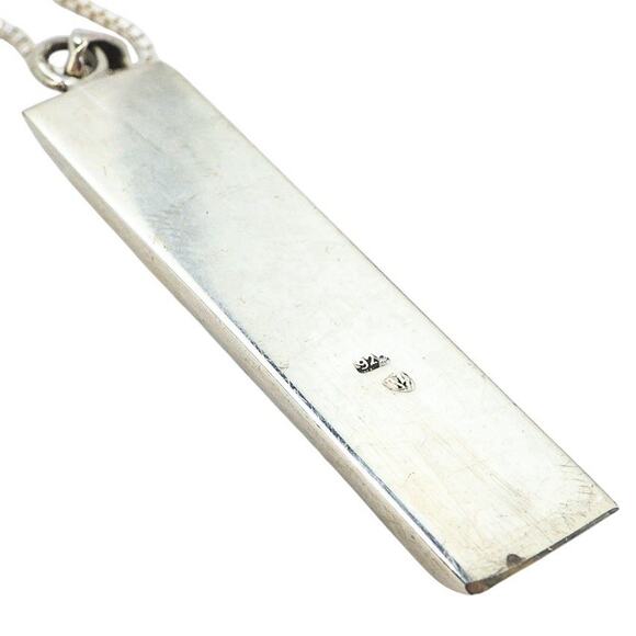 Signed JZ Sterling Silver Modernist Amber Pendant Necklace Baltic Amber Inlay - Picture 7 of 10